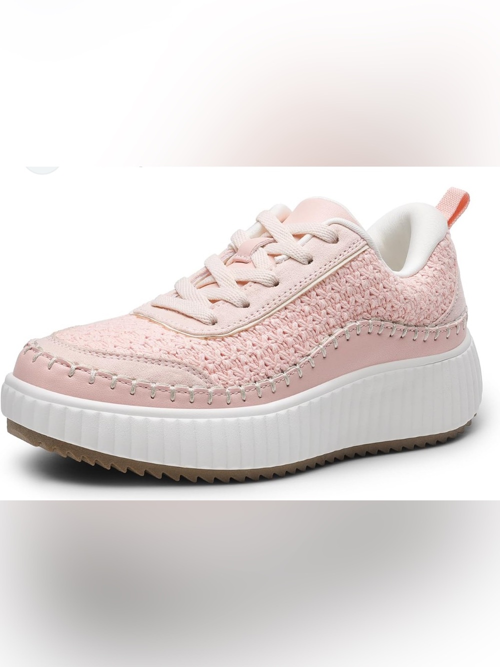 Dream Pairs Blush Pink Crochet Lace-Up Sneakers